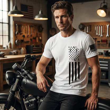 📢📢40% OFF !! ⏰Men's Distressed American Flag Print T-Shirt