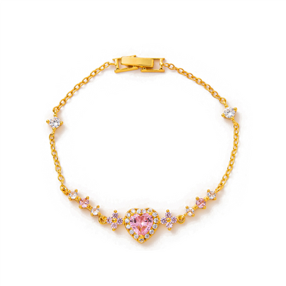 Stylish Heart-Shaped Synthetic Diamond Bracelet