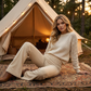 Women's High-Waist Flared Pants with Lace Waistband