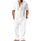 👕 LIMITED-TIME 50% OFF! 💥 Men's Cotton Linen Hooded Shirt & Pants Set – Breathable, Relaxed Fit, Vacation Ready ✨