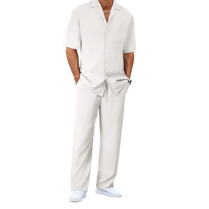 Men's Casual Short Sleeve Shirt and Pants Set