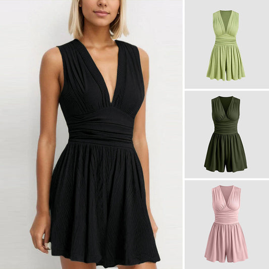 👗 LIMITED-TIME 50% OFF! ✨ Women's V-Neck Romper – Deep V, Cinch-Waist, Lightweight, Versatile ✨