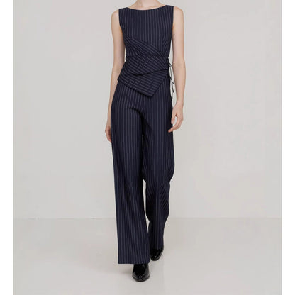 👗 50% OFF NOW! 🌸 Women's Pinstripe Wrap Waist Jumpsuit – Flowy & lightweight – Flattering wrap detail, perfect for summer or casual elegance – versatile and stylish ✨🌿