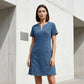 Women's Short Sleeve V-Neck Denim Dress