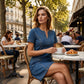 Women's Short Sleeve V-Neck Denim Dress