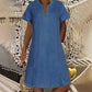 Women's Short Sleeve V-Neck Denim Dress