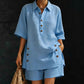 Women's 2-Piece Set – Relaxed Fit, Polo Collar, Summer