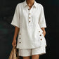 Women's 2-Piece Set – Relaxed Fit, Polo Collar, Summer