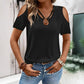 Women's Cold Shoulder V-Neck Top with Ring Detail