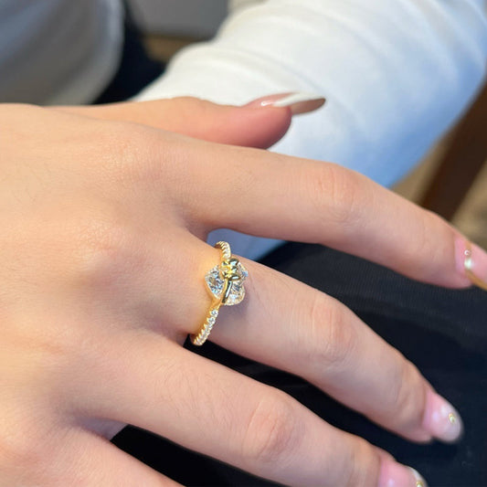 Heart Ring with Delicate Bow Detail – Elegant Gift for Her💍🎀