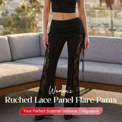 📢📢30% OFF⏰ Women's Ruched Lace Panel Flare Pantss✨