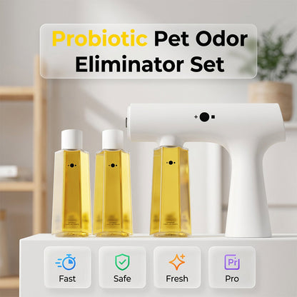 ⏳Limited-time 50% off⏰Probiotic Pet Odor Eliminator Kit – Powerful & Long-Lasting for Floors, Sofas & Carpets🔫💦🍃