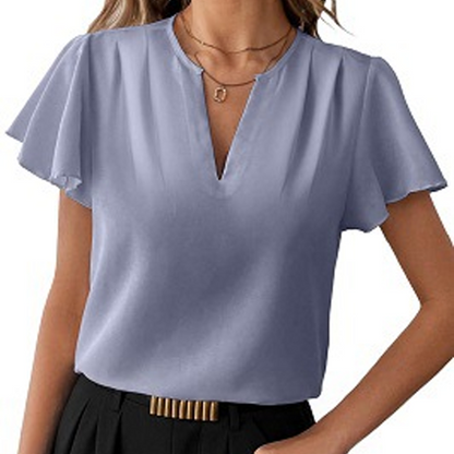👚 LIMITED-TIME 50% OFF! ✨ Women's V-Neck Flutter Sleeve Blouse – Flowy, 5 Colors, Easy Care 🌿