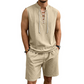 🧵 LIMITED-TIME ✨ Men's Linen Sleeveless Set – Top & Shorts, Lace-Up, 7 Colors ☀️