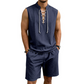 🧵 LIMITED-TIME ✨ Men's Linen Sleeveless Set – Top & Shorts, Lace-Up, 7 Colors ☀️