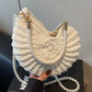 👜 LIMITED-TIME 50% OFF! ✨ Knitted Seashell Tote Bag – 2 Straps, Pearl Chain, 3 Colors 🌊