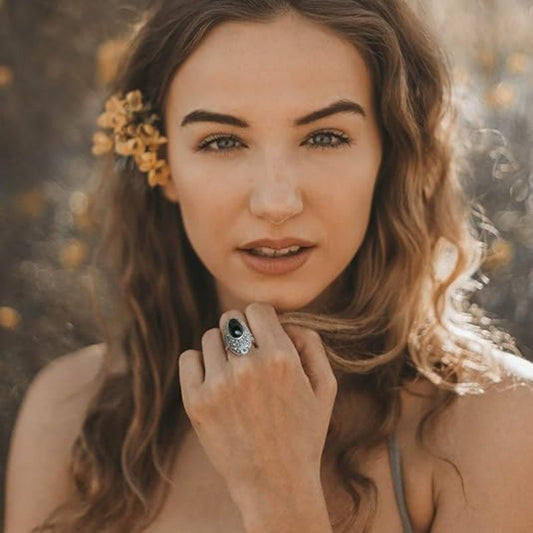 💍 LIMITED-TIME 50% OFF! ✨ Women's Vintage Black Statement Ring – Marcasite, Sizes 6-10 🌙