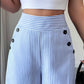 👖 LIMITED-TIME 50% OFF! ✨ High-Waist Wide-Leg Trousers – Striped, Decorative Buttons, S-XL 🍁