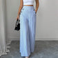 👖 LIMITED-TIME 50% OFF! ✨ High-Waist Wide-Leg Trousers – Striped, Decorative Buttons, S-XL 🍁