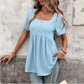 🚀 LIMITED-TIME 50% OFF! ✨ Women‘s Square Neck Babydoll Tunic Top – Eyelet Embroidery, Flowy Silhouette, Button Front Detail 🌸