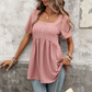 🚀 LIMITED-TIME 50% OFF! ✨ Women‘s Square Neck Babydoll Tunic Top – Eyelet Embroidery, Flowy Silhouette, Button Front Detail 🌸
