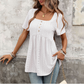 🚀 LIMITED-TIME 50% OFF! ✨ Women‘s Square Neck Babydoll Tunic Top – Eyelet Embroidery, Flowy Silhouette, Button Front Detail 🌸