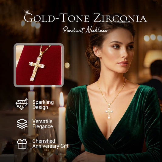 💫 LIMITED-TIME 50% OFF! ✨ Gold-Tone Zirconia Pendant Necklace – Sparkling, Elegant, Statement ✨