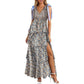 📢📢40% OFF !! ⏰Women's Floral V-Neck Tiered Ruffle Dress