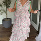 📢📢40% OFF !! ⏰Women's Floral V-Neck Tiered Ruffle Dress
