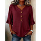 👚 LIMITED-TIME 50% OFF! ✨ Women's V-Neck Ruffle Sleeve Blouse with Wooden Buttons – Bohemian, Flowy, Romantic 🍃