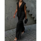 👚 LIMITED-TIME 50% OFF! 🌿 Solid Color V-Neck Sleeveless Top & Wide Leg Pants Two-Piece Set – Modern, Breezy, Versatile Outfit ✨