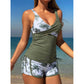 🏖️ LIMITED-TIME 50% OFF! 🌺 Tropical Print High Waist Tankini & Shorts Set – Flattering Coverage, Chic Two-Piece, Resort Style ✨