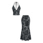 🌺50% OFF! 🌴 Bohemian Floral Print Halter Top & Maxi Skirt Co-ord Set