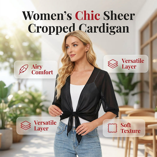 🦋Women's Chiffon Tie-Front Top – Sheer, Cropped & Elegant 🍃