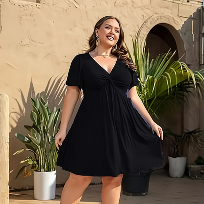 👗 LIMITED-TIME 50% OFF! ✨ V-Neck Twist Front Dress – Pockets, Flowy, Versatile ✨