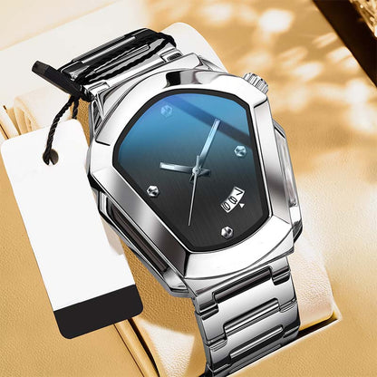 ⌚ LIMITED-TIME 50% OFF! ✨ Men's Rhombus-Shaped Watch – Stainless Steel, Blue Dial, Elegant 🌀