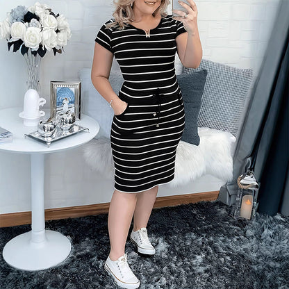 Women's Summer Striped Dress with Pockets