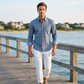 👔 LIMITED-TIME 50% OFF! ✨ Men's Modern Fit Windowpane Shirt – Contrast Details, Button-Down, Premium Blend 🍁
