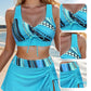 👙 50% OFF🌊Women's V-Neck Drawstring Printed Three-Piece Swimsuit