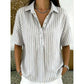 👚 50% OFF NOW!🌿 Women's Casual Striped Short-Sleeve Shirt – Relaxed Fit & V-Neck – Summer Essential 🛍️