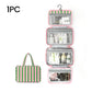 🧳 LIMITED-TIME 50% OFF! ✨ Striped Hanging Travel Toiletry Bag – 4 Compartments, Water-Resistant, Foldable 🚿