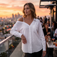 👔 LIMITED-TIME 50% OFF! ✨ Women's Off-Shoulder Button-Down – Asymmetrical, Crinkle Fabric, Long Sleeve 🍁