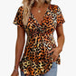 🐆 50% OFF NOW! 👗 Women's V-Neck Twist-Front Leopard Print Top – Flowy Peplum Hem, Soft Polyester & Flattering Silhouette – Effortless Edge 🌿