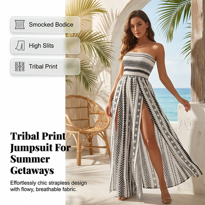 ⏳Limited-time 50% off⏰Bohemian Strapless High Split Wide Leg Vacation Jumpsuits🏖️💃