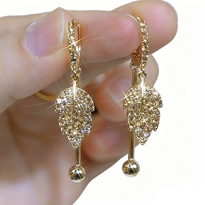 🍁 LIMITED-TIME 50% OFF! ✨ Full Diamond Maple Leaf Earrings – Sparkling, Dangling, Evening Glam 💎