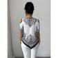 👚 LIMITED-TIME 50% OFF! ✨ Boho Cold Shoulder Tee – Asymmetrical Hem, Print, Lightweight 🌸