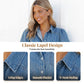 👚 50% OFF NOW! 💙 Women's Puff Sleeve Denim Blouse – Button-Down, Lapel Collar & Lightweight – Breathable Cotton Blend, Romantic Volume & Everyday Charm ✨