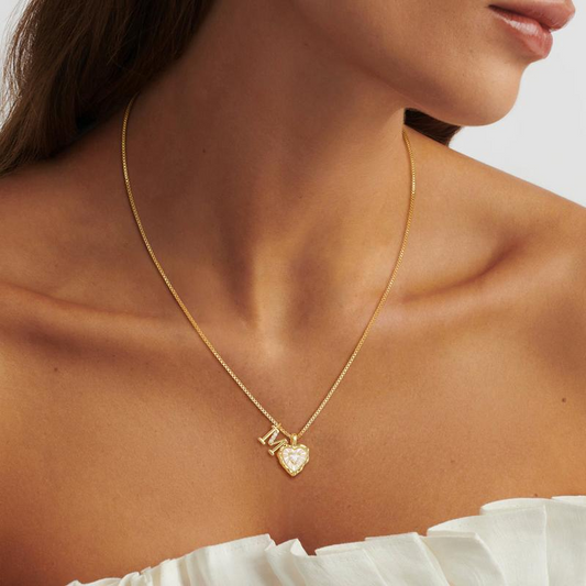 💎 LIMITED-TIME 50% OFF! 💥 Heart Shaped Letters Micro Pave Chain Necklace – Initial Pendant, Titanium Steel, Adjustable ✨