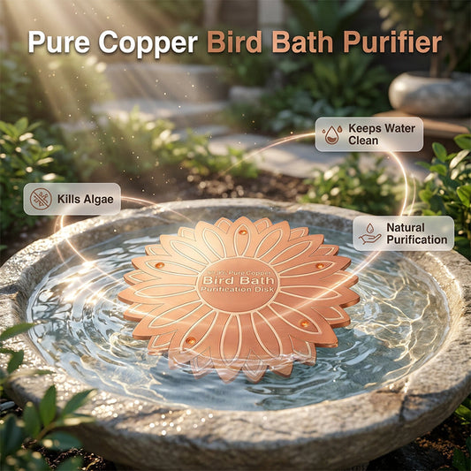🐦 LIMITED-TIME 50% OFF! 💥 Pure Copper Bird Bath Purification Disk – 99.9% Copper, Crystal Clear Water, Sunflower Design ✨