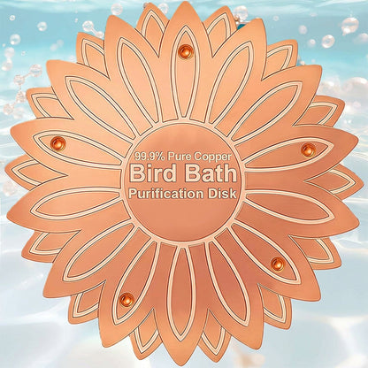 🐦 LIMITED-TIME 50% OFF! 💥 Pure Copper Bird Bath Purification Disk – 99.9% Copper, Crystal Clear Water, Sunflower Design ✨